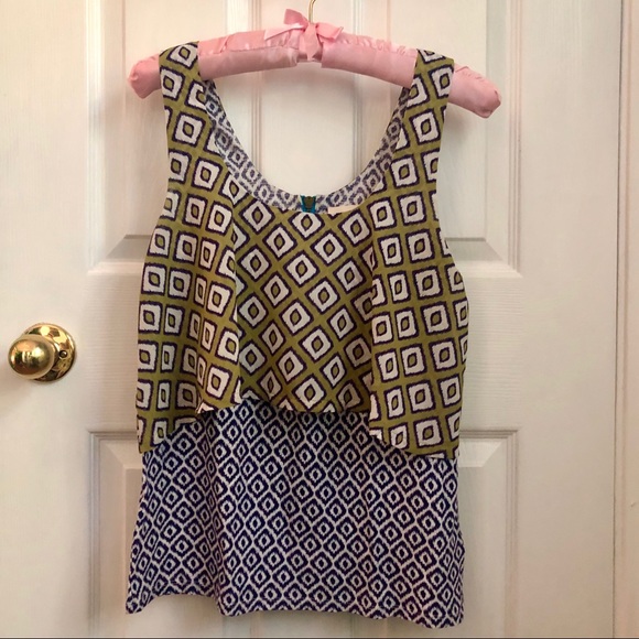 Anthropologie Meadow Rue tiered sleeveless top, geometric design XS - Picture 3 of 7